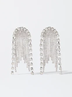 PARFOIS Exclusivo Online - Pendientes Largos Con Cristales Plateado Hot