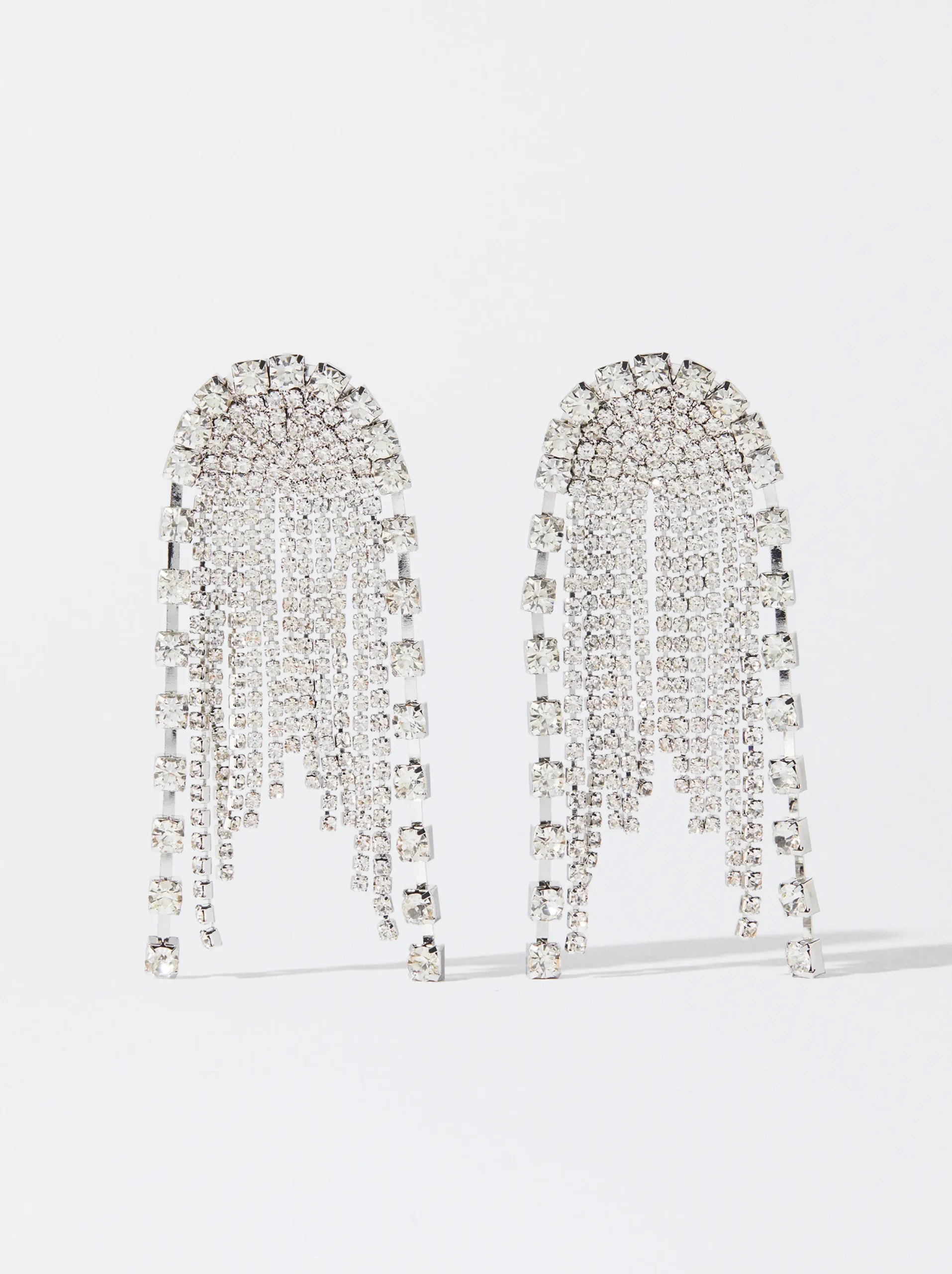 PARFOIS Exclusivo Online - Pendientes Largos Con Cristales Plateado Hot