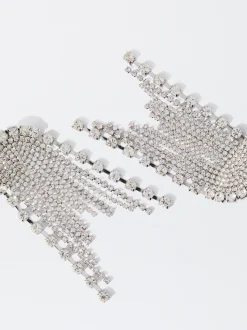 PARFOIS Exclusivo Online - Pendientes Largos Con Cristales Plateado Hot