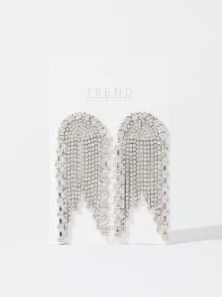 PARFOIS Exclusivo Online - Pendientes Largos Con Cristales Plateado Hot