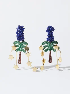 PARFOIS Exclusivo Online - Pendientes Con Palmeras Y Estrellas Multicor Best Sale