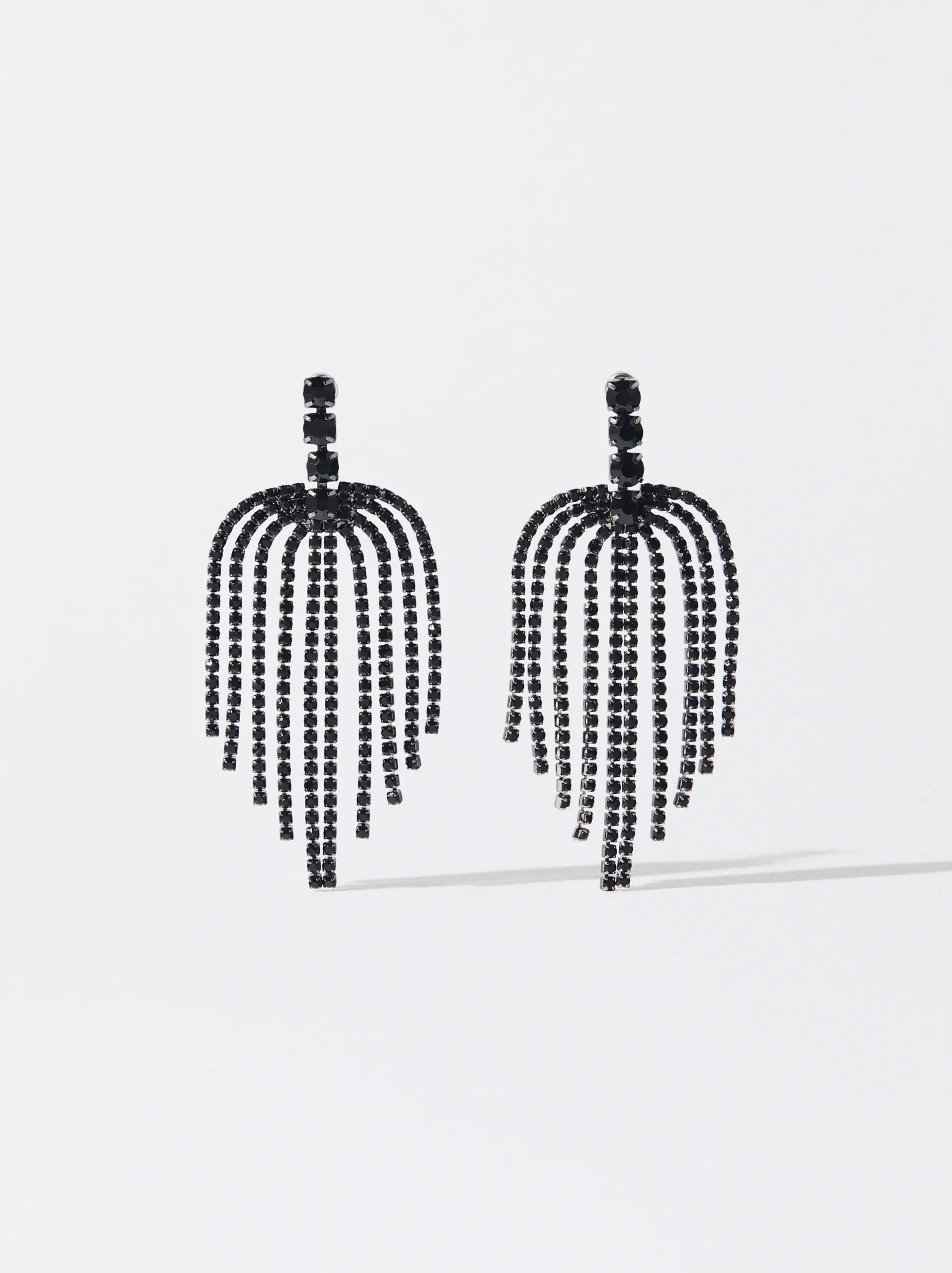PARFOIS Exclusivo Online - Pendientes Largos Con Cristales Negro Sale