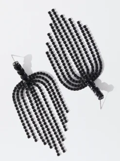 PARFOIS Exclusivo Online - Pendientes Largos Con Cristales Negro Sale