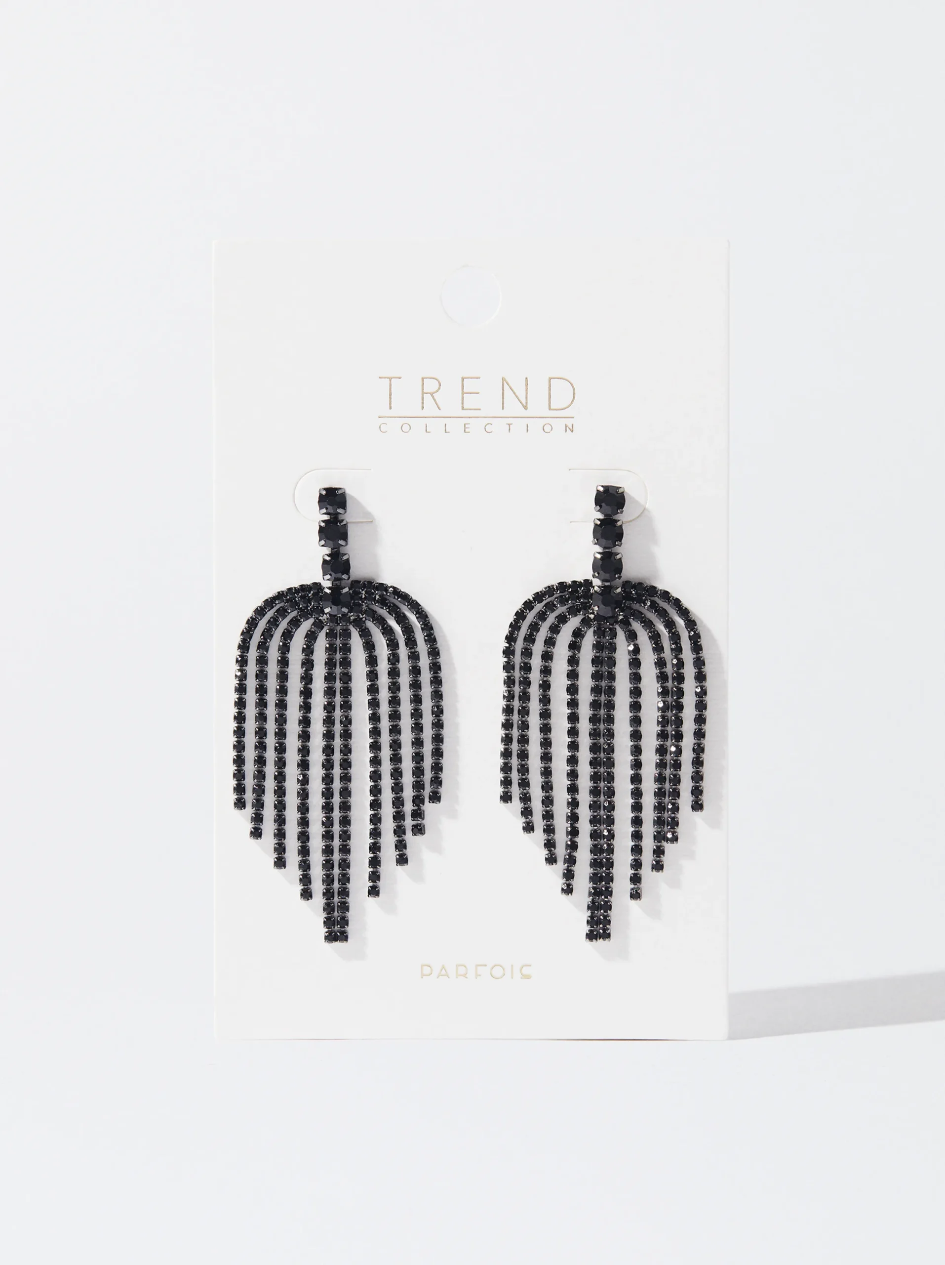 PARFOIS Exclusivo Online - Pendientes Largos Con Cristales Negro Sale