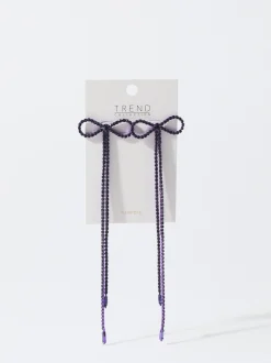 PARFOIS Exclusivo Online - Pendientes Lazo Con Cristales Violeta Sale