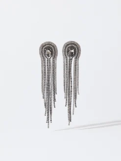 PARFOIS Exclusivo Online - Pendientes Largos Con Cristales Plateado Cheap