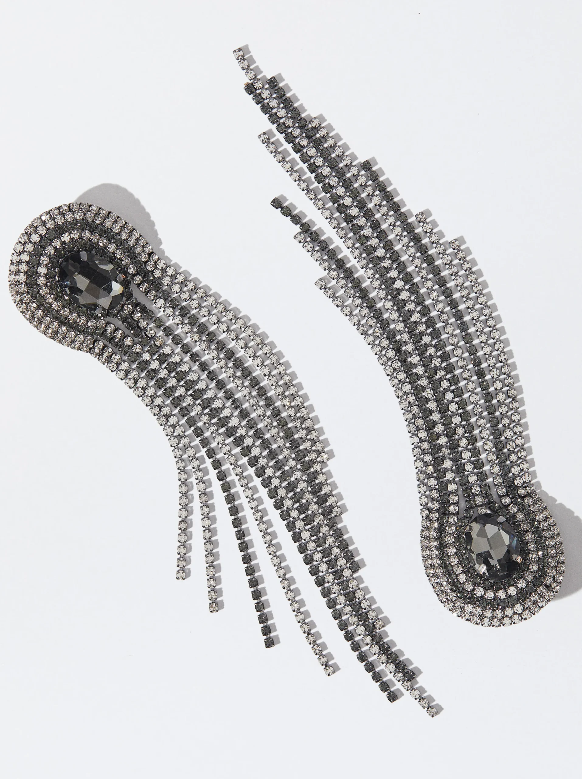 PARFOIS Exclusivo Online - Pendientes Largos Con Cristales Plateado Cheap
