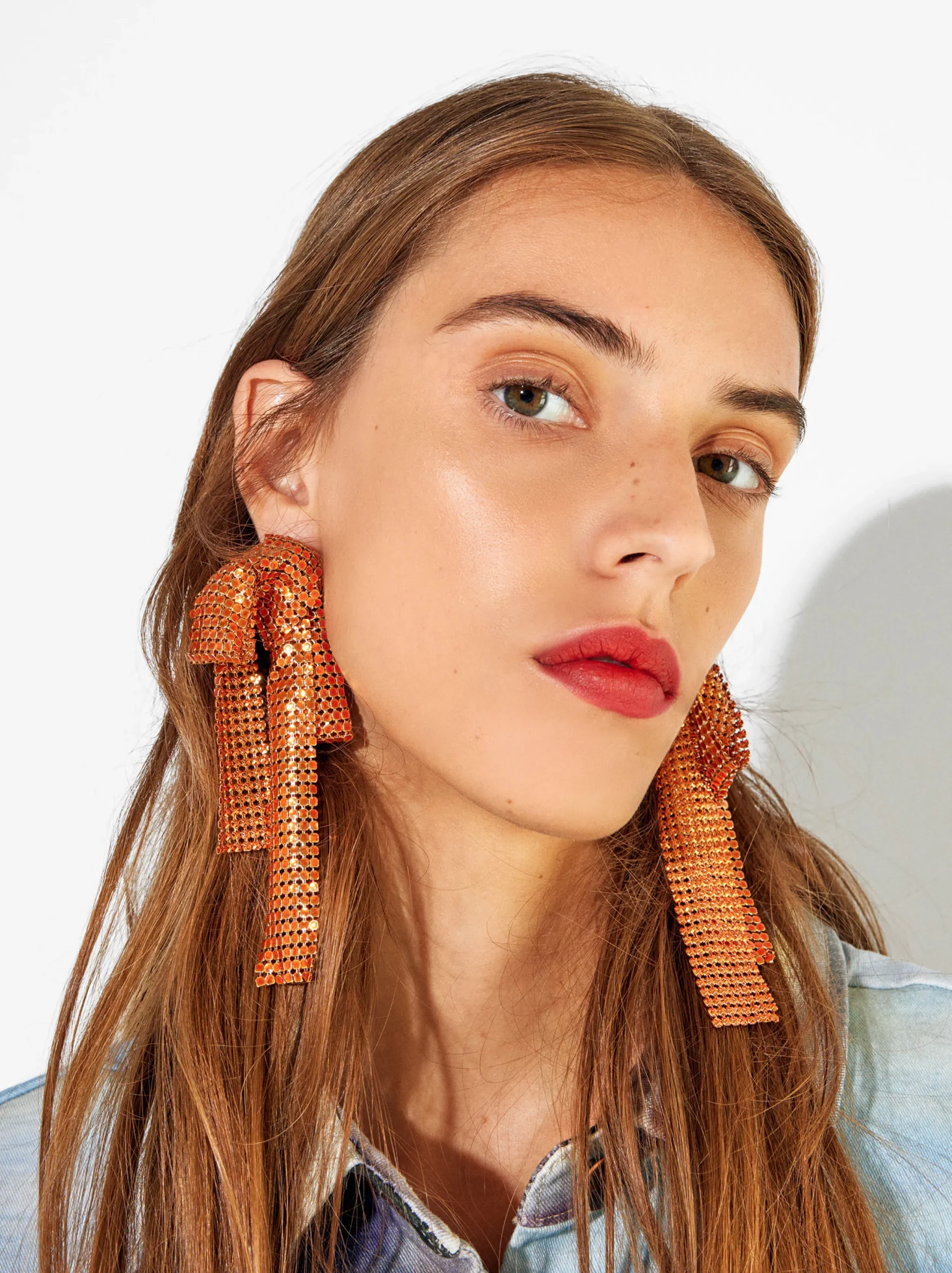 PARFOIS Exclusivo Online - Pendientes De Lazo Mesh Naranja New