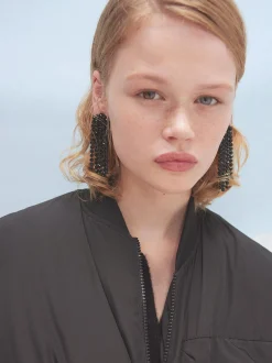 PARFOIS Exclusivo Online - Pendientes Largos Con Cristales Negro Clearance
