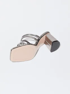 PARFOIS Exclusivo Online - Sandalia Tacón Tiras Metalizadas Negro Flash Sale