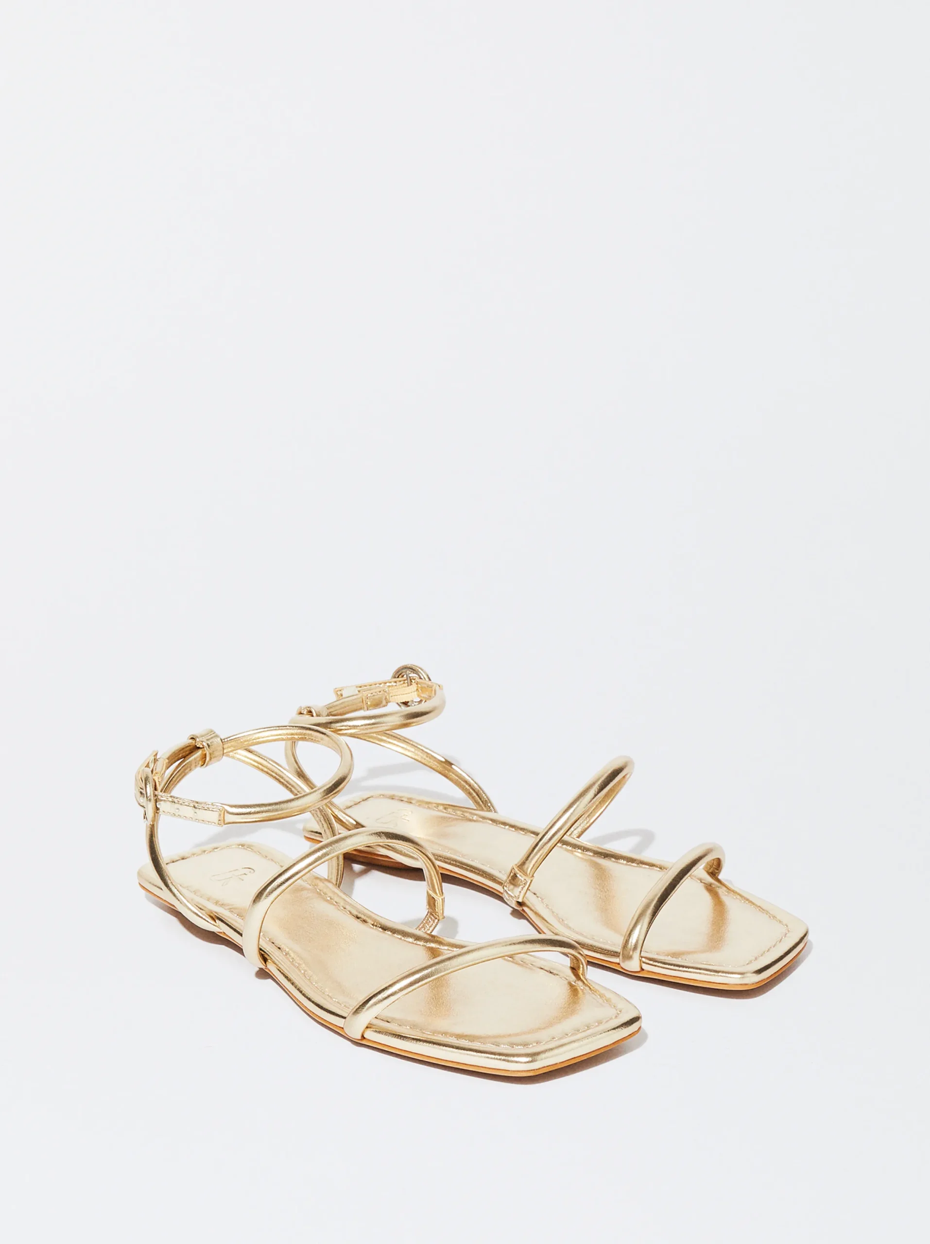 PARFOIS Exclusivo Online - Sandalia Plana Tiras Tubulares Dorado Cheap