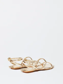 PARFOIS Exclusivo Online - Sandalia Plana Tiras Tubulares Dorado Cheap