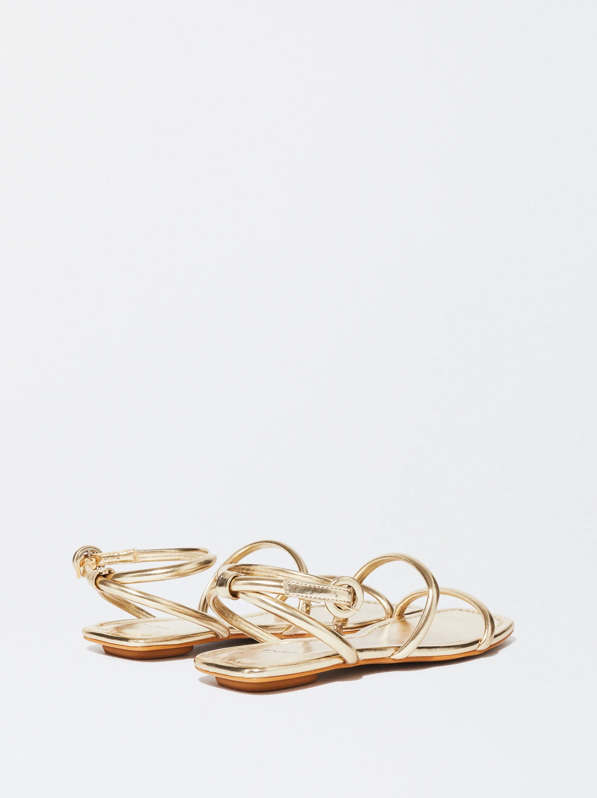 PARFOIS Exclusivo Online - Sandalia Plana Tiras Tubulares Dorado Cheap