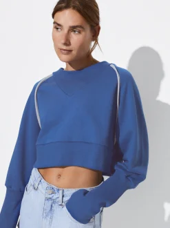 PARFOIS Exclusivo Online - Sudadera Cropped Algodón Azul Hot