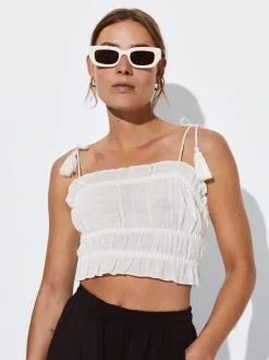 PARFOIS Exclusivo Online - Top Corto Fruncido Blanco Cheap