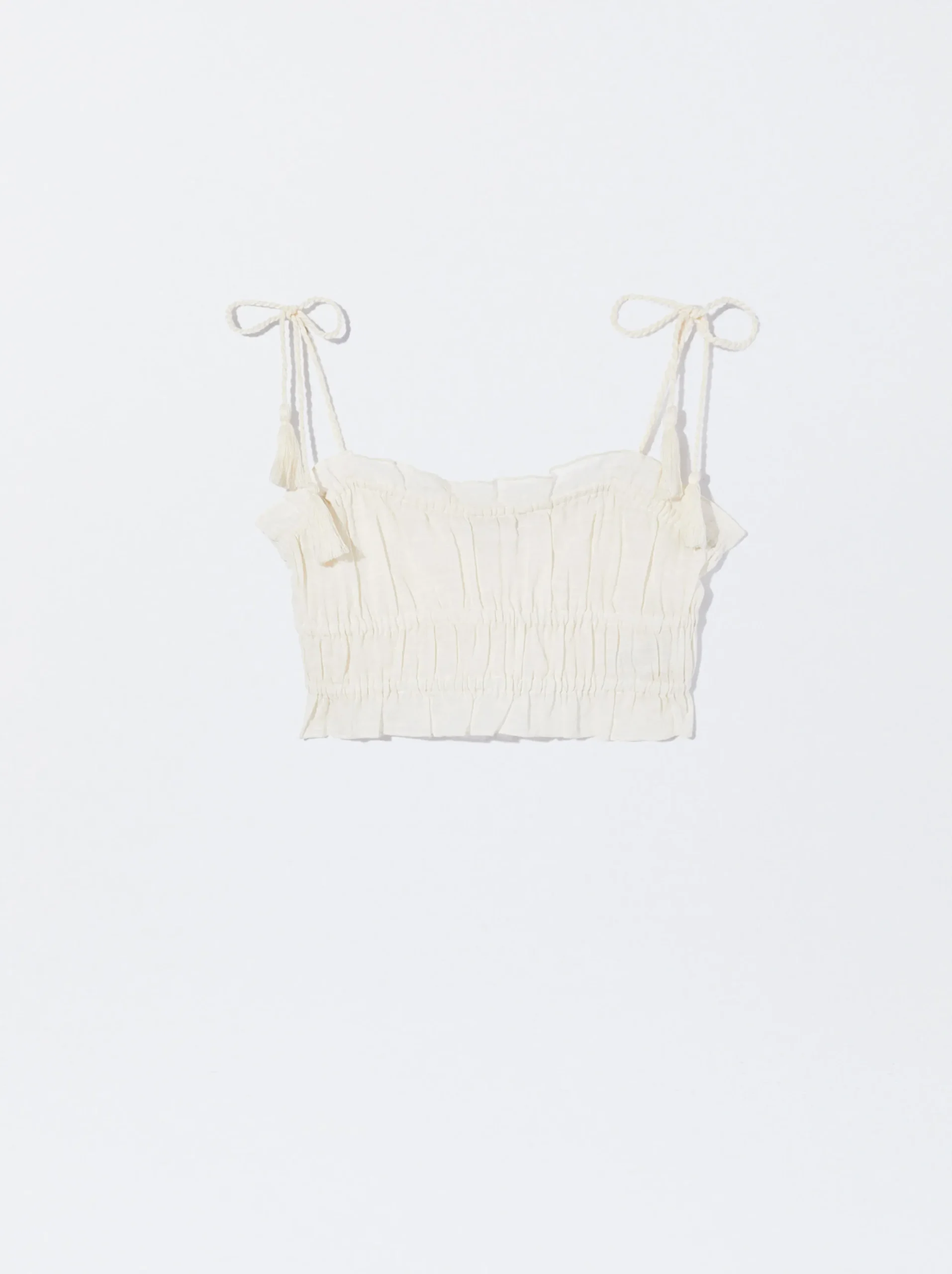 PARFOIS Exclusivo Online - Top Corto Fruncido Blanco Cheap