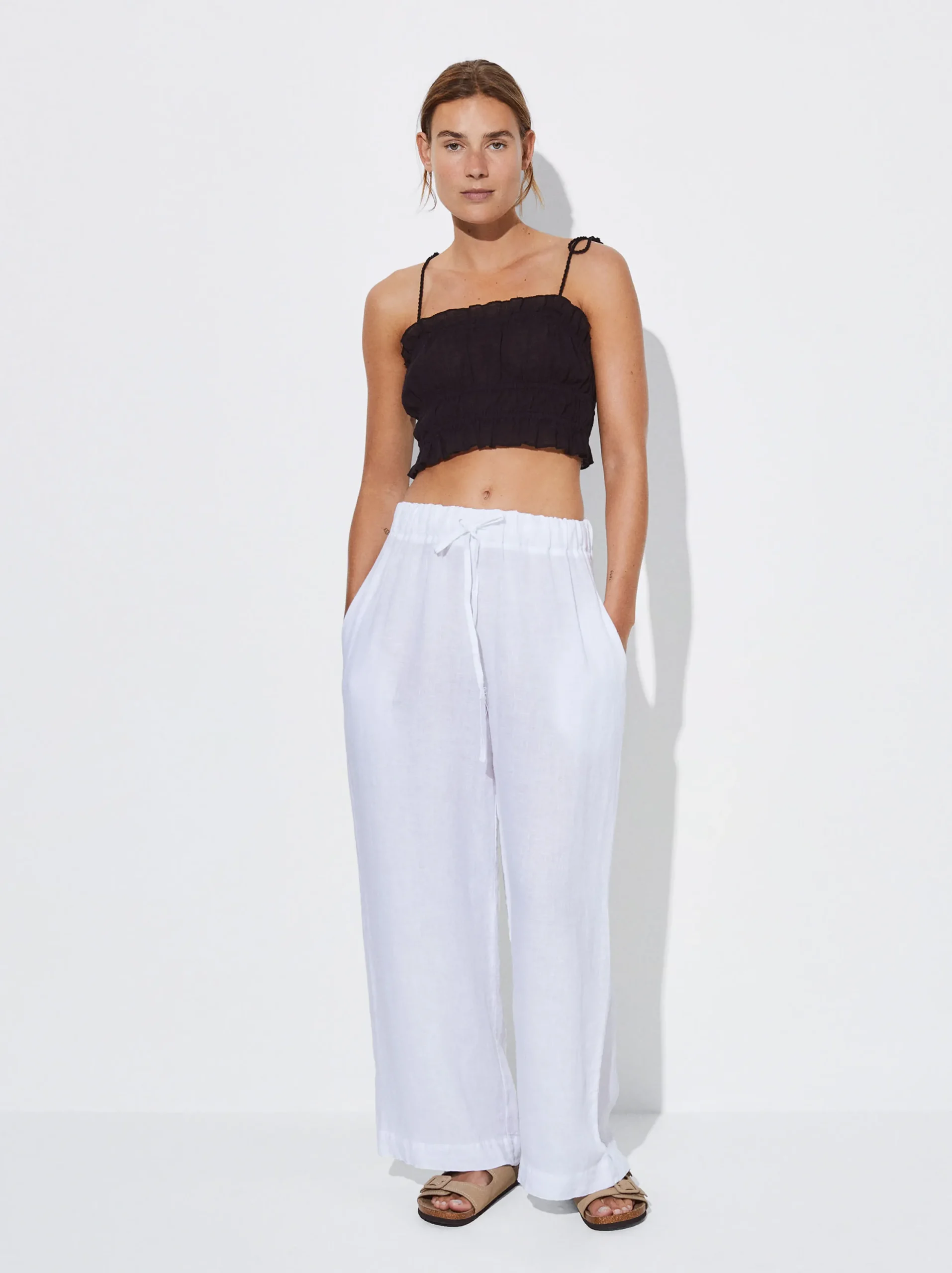 PARFOIS Exclusivo Online - Top Corto Fruncido Negro Online