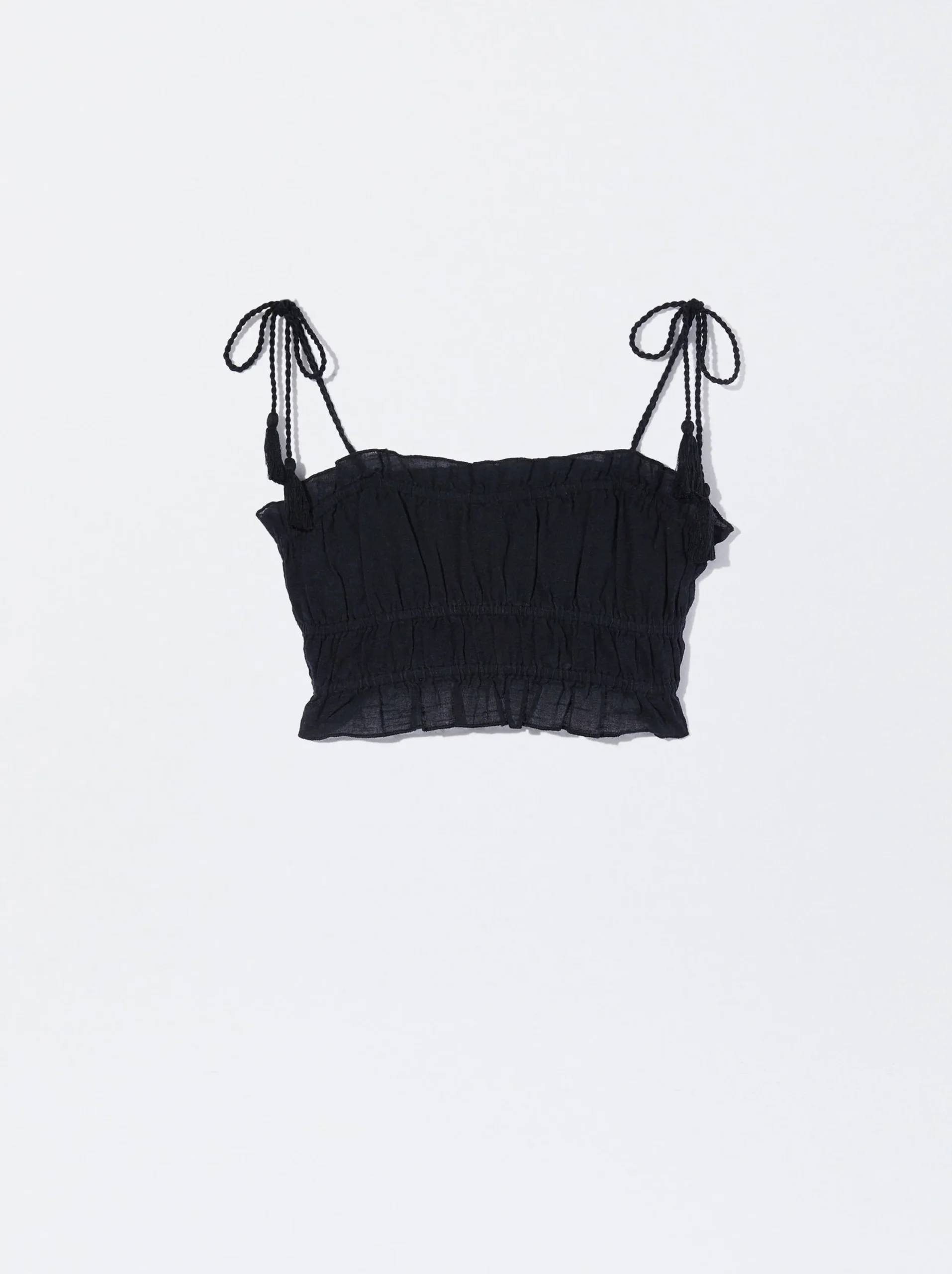 PARFOIS Exclusivo Online - Top Corto Fruncido Negro Online