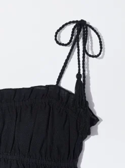 PARFOIS Exclusivo Online - Top Corto Fruncido Negro Online