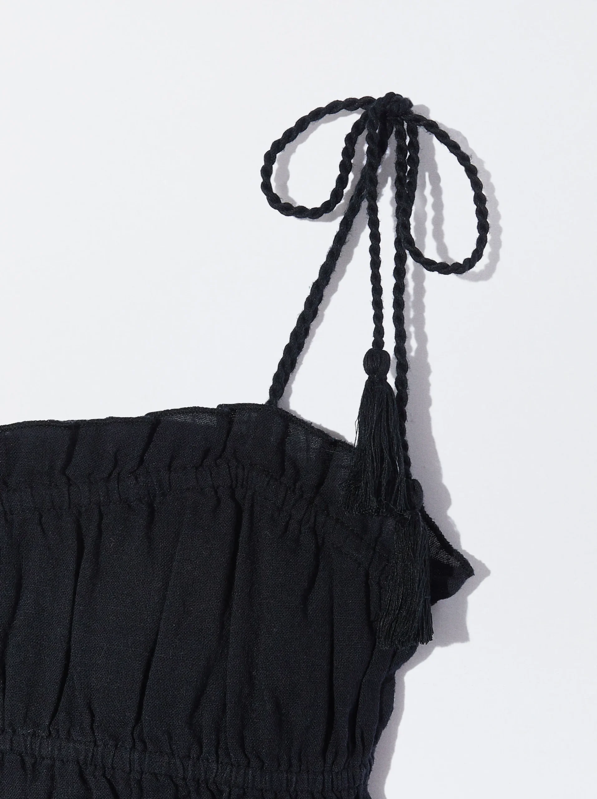 PARFOIS Exclusivo Online - Top Corto Fruncido Negro Online