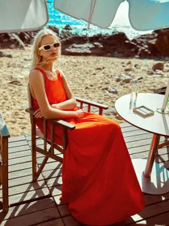 PARFOIS Exclusivo Online - Vestido Largo De Tirantes Naranja Hot