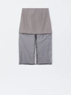 PARFOIS Falda Con Contraste En Tul Gris Fashion