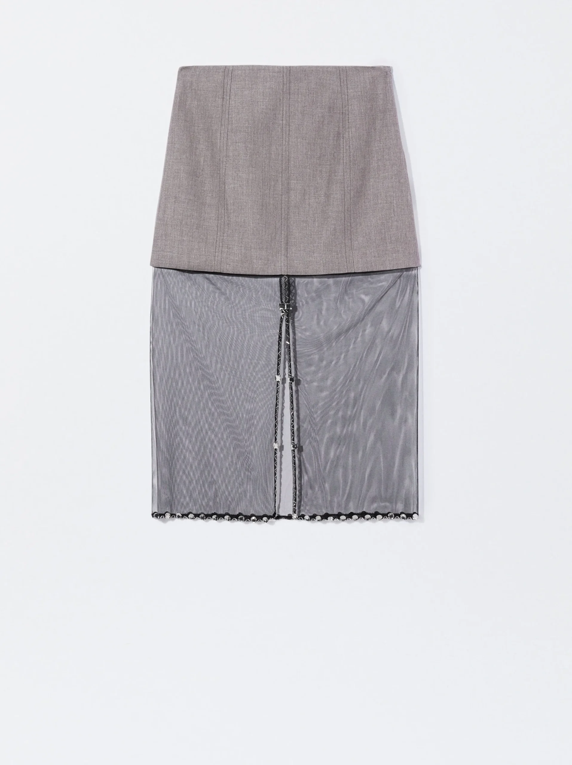PARFOIS Falda Con Contraste En Tul Gris Fashion