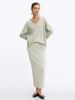 PARFOIS Falda De Punto Canalada Gris Discount