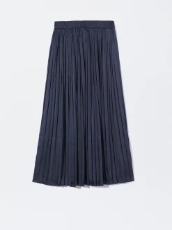 PARFOIS Falda Larga Plisada Azul Cheap