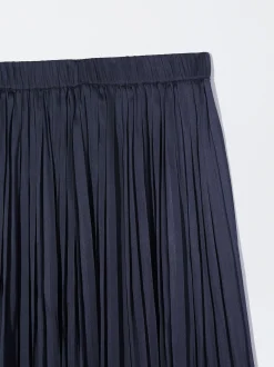 PARFOIS Falda Larga Plisada Azul Cheap