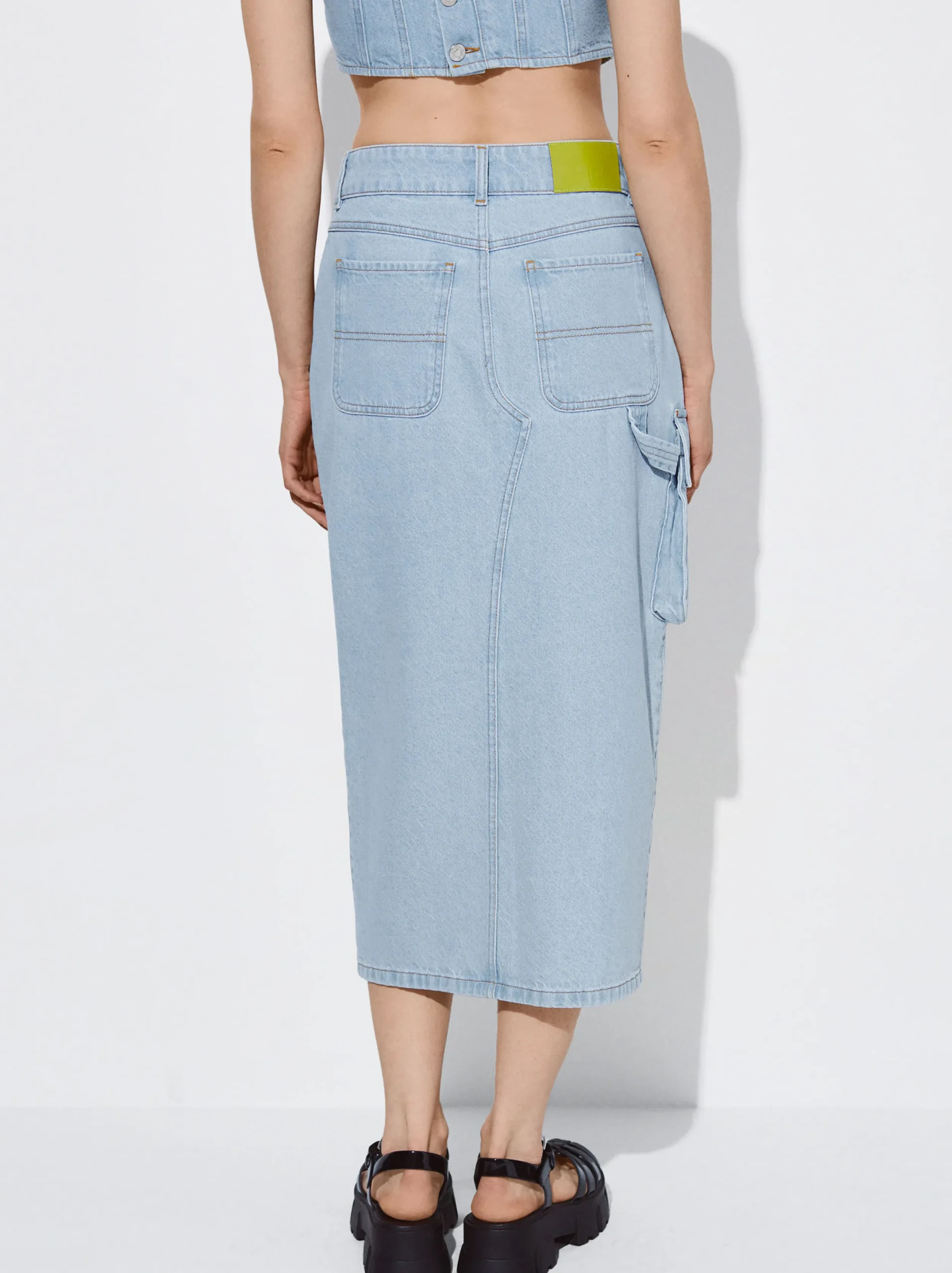PARFOIS Falda Midi Denim Plateado Store