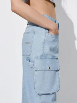 PARFOIS Falda Midi Denim Plateado Store