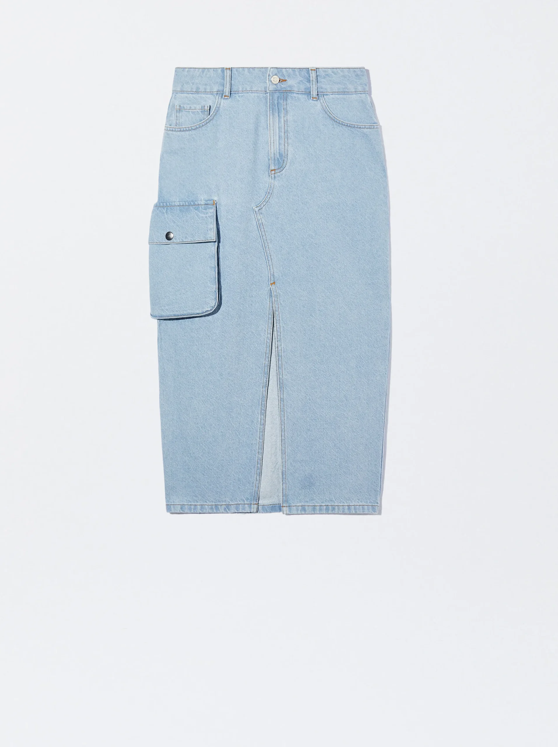 PARFOIS Falda Midi Denim Plateado Store
