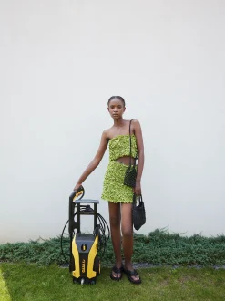 PARFOIS Falda Mini Con Textura Verde Shop