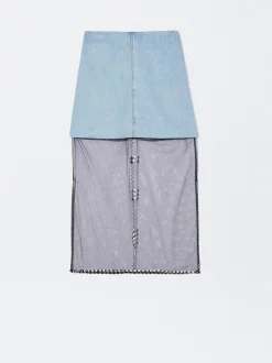 PARFOIS Falda Vaquera Con Tul Azul Discount