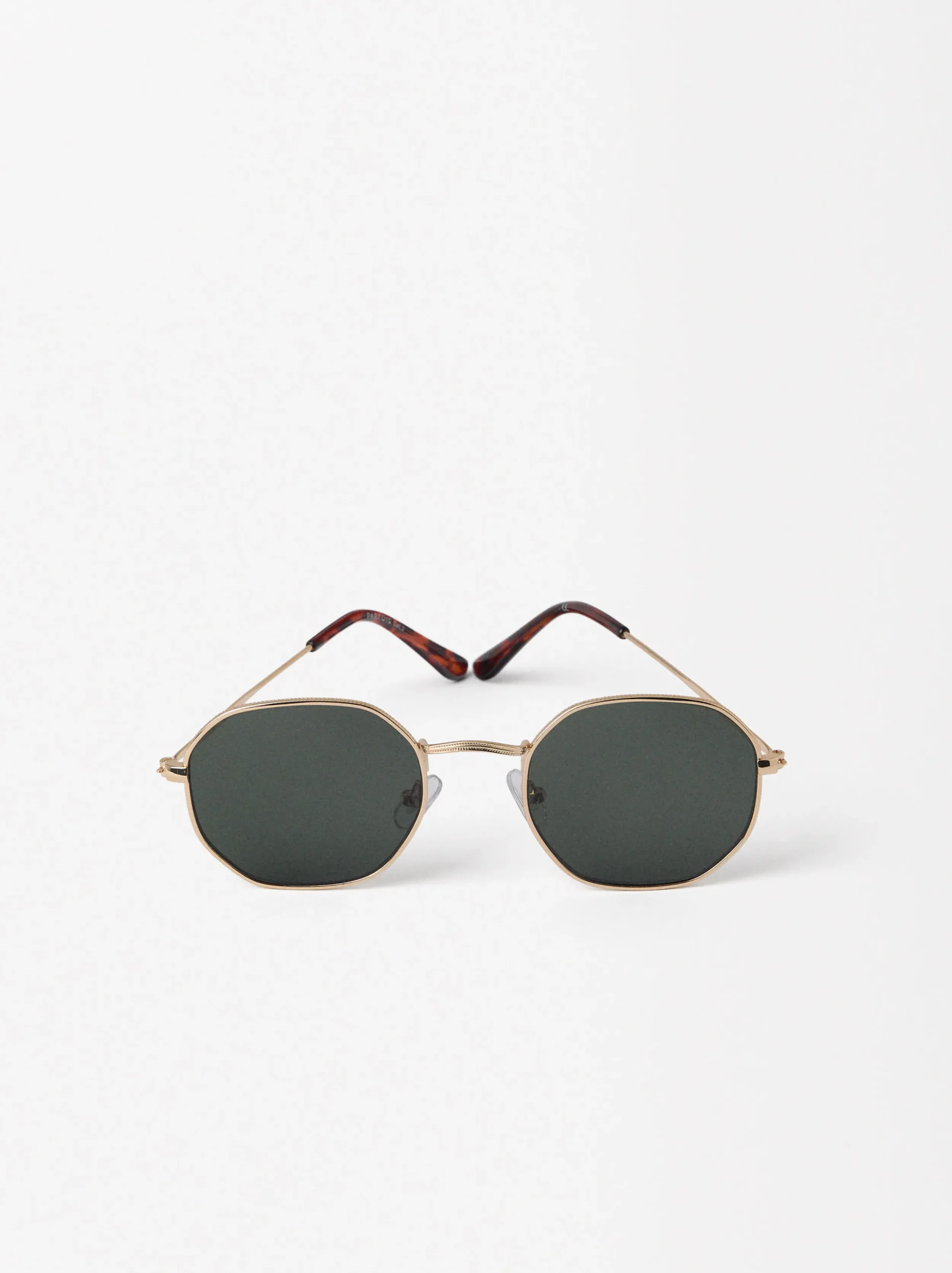 PARFOIS Gafas De Sol Hexagonales Dorado New