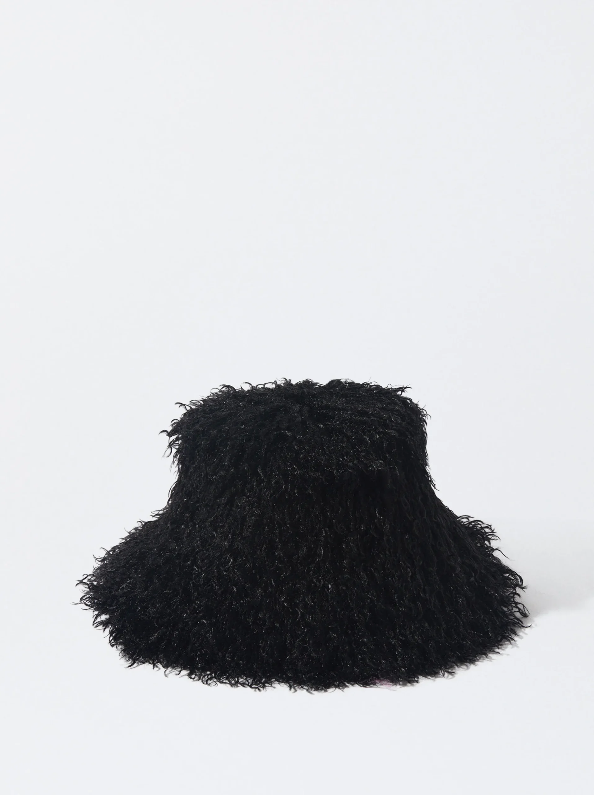 PARFOIS Gorro Bucket Con Pelo Negro New