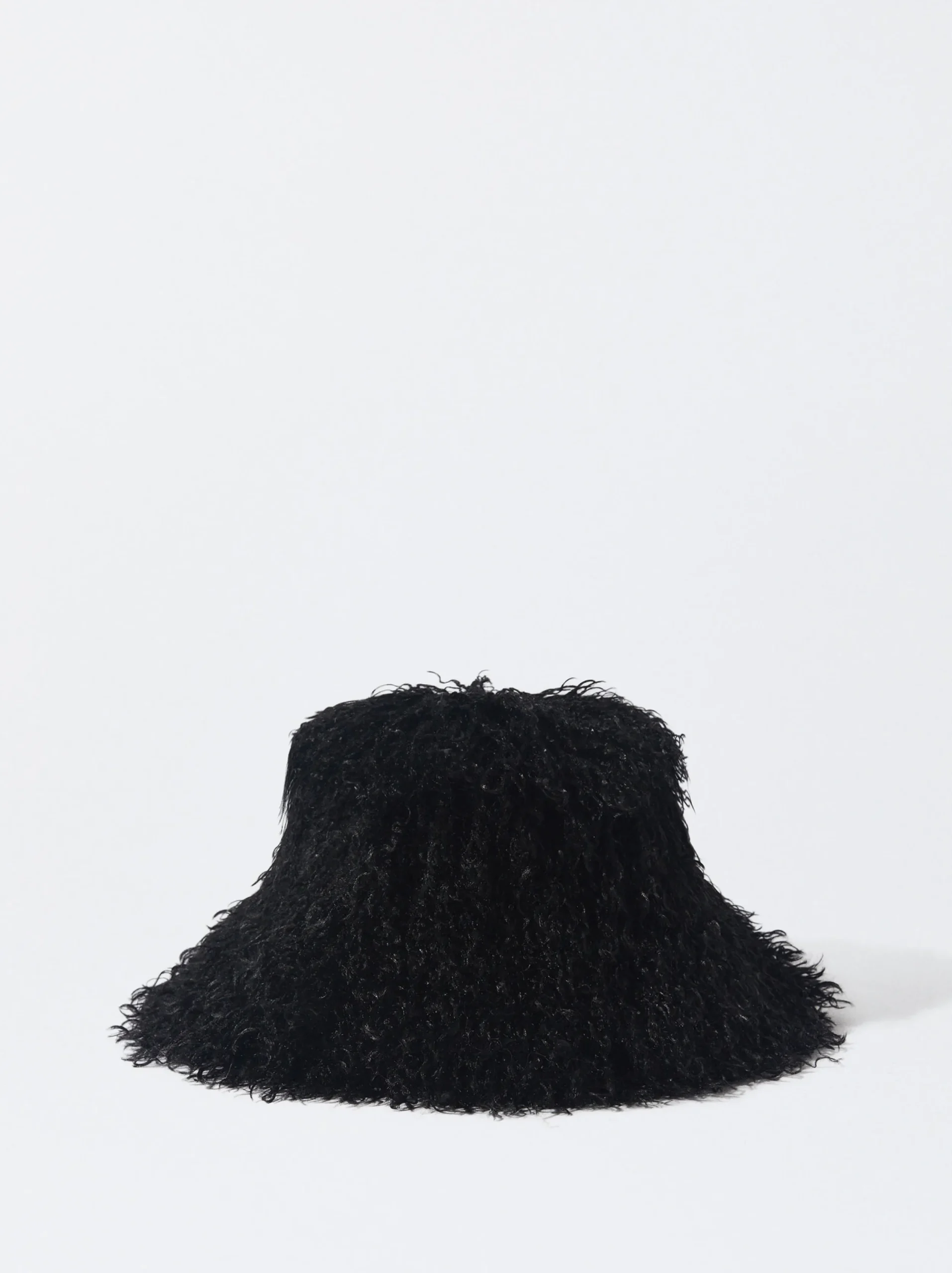 PARFOIS Gorro Bucket Con Pelo Negro New