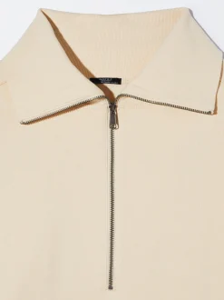 PARFOIS Jersey Algodón Con Cierre De Cremallera Blanco New