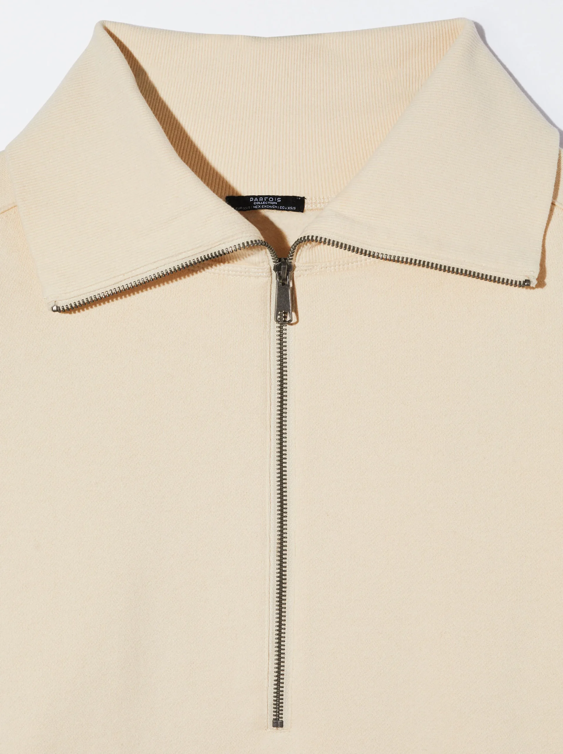 PARFOIS Jersey Algodón Con Cierre De Cremallera Blanco New