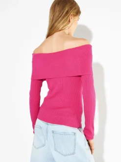 PARFOIS Jersey Con Hombros Descubiertos Fucsia Best Sale