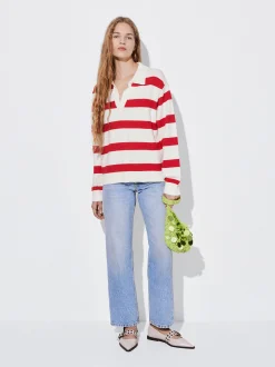 PARFOIS Jersey De Punto A Rayas Rojo Discount
