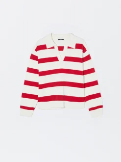 PARFOIS Jersey De Punto A Rayas Rojo Discount