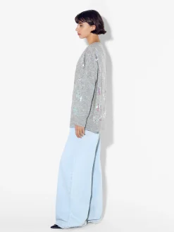 PARFOIS Jersey De Punto Con Aplicaciones Gris Online