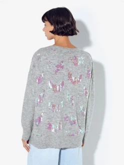 PARFOIS Jersey De Punto Con Aplicaciones Gris Online