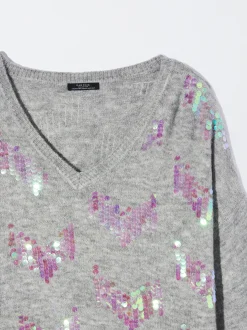 PARFOIS Jersey De Punto Con Aplicaciones Gris Online