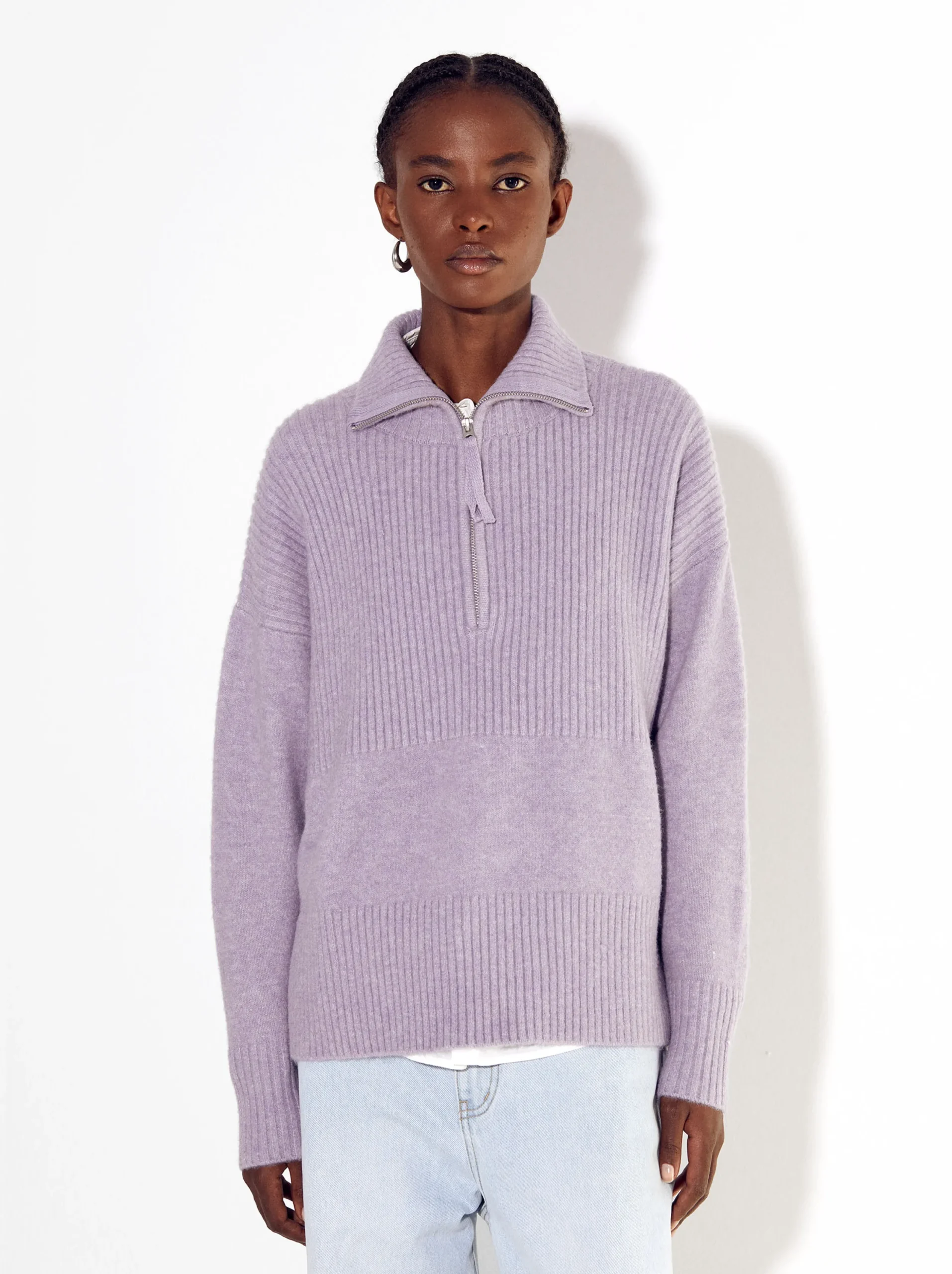 PARFOIS Jersey De Punto Con Cuello Alto Violeta Fashion