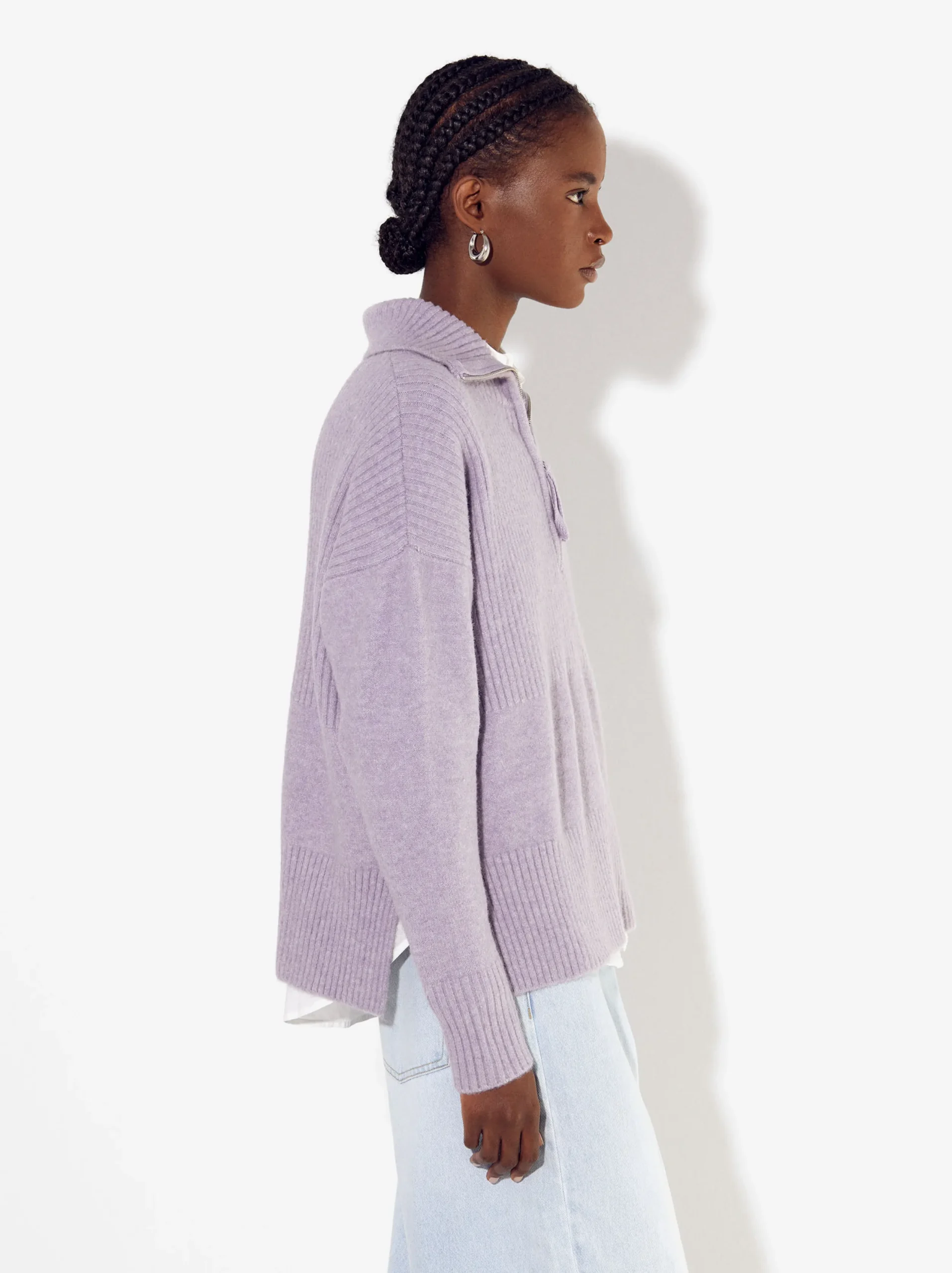PARFOIS Jersey De Punto Con Cuello Alto Violeta Fashion