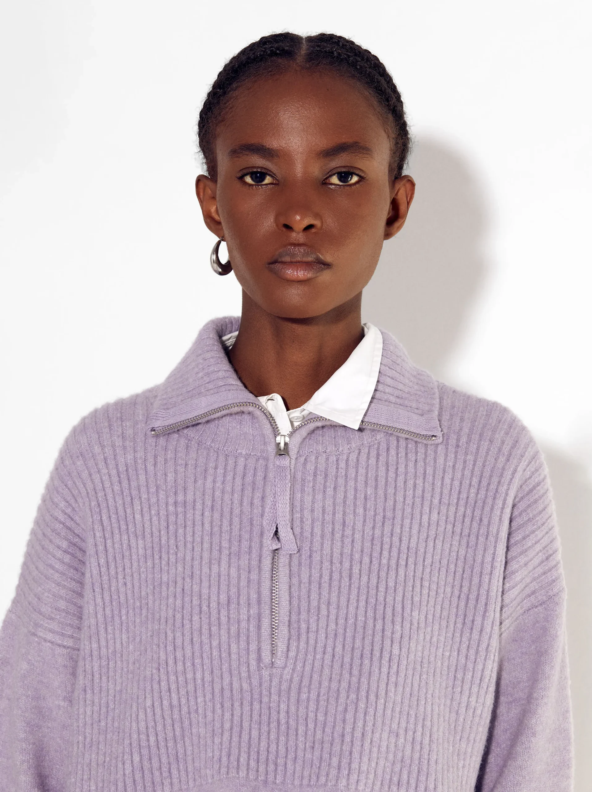 PARFOIS Jersey De Punto Con Cuello Alto Violeta Fashion