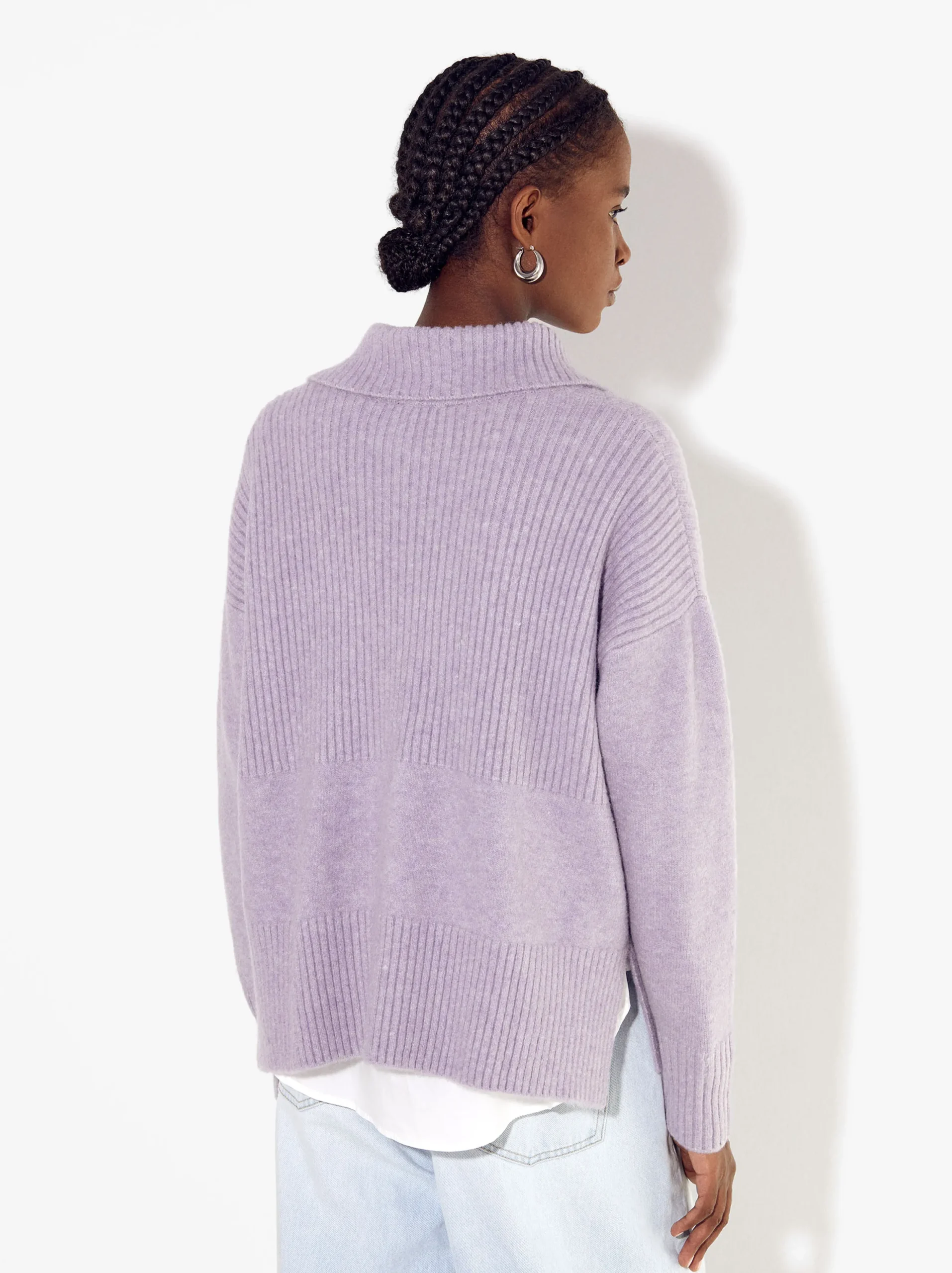 PARFOIS Jersey De Punto Con Cuello Alto Violeta Fashion